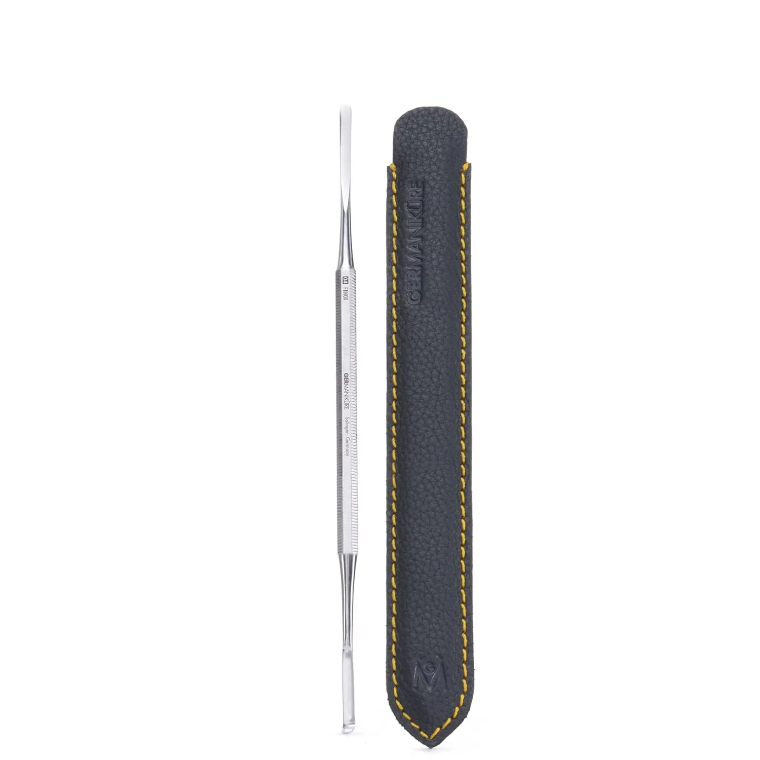 GERMANIKURE Rounded Double Spatula Implement for Ingrown Toenails in Leather Case, Podiatry Pedicure Tool Made in Solingen Germany