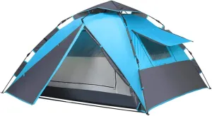 GeRRiT Tent Automatic Pop Up Tent for Camping 4 Person with 5 Waterproof Instant Family Tent Hiking Outdoor