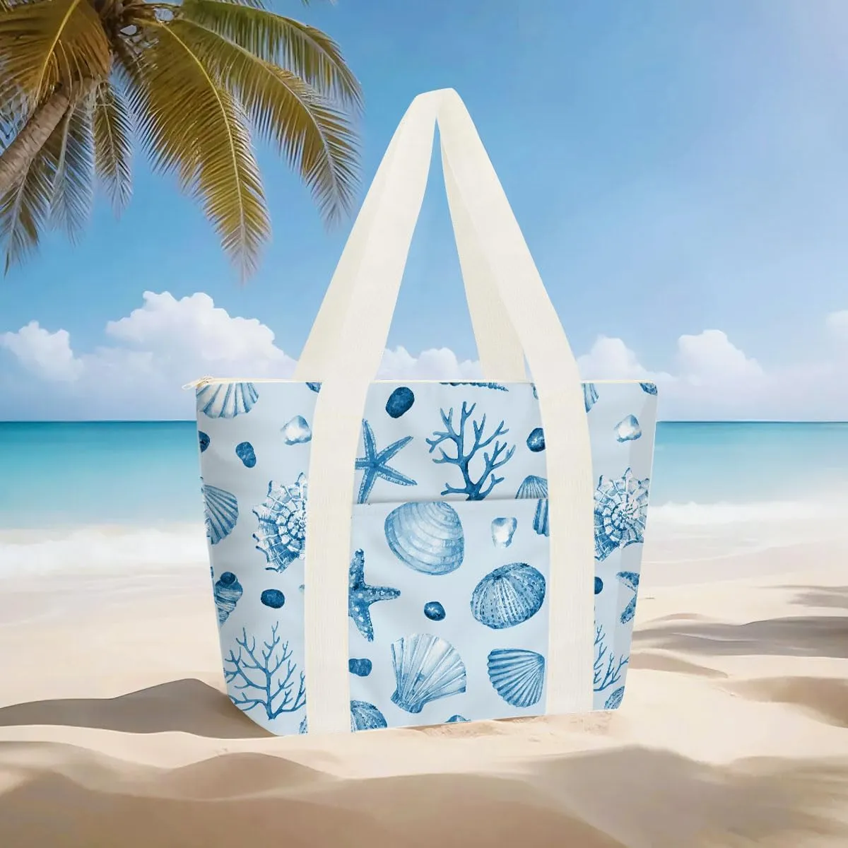 gfuhlre Beach Bag Wet Bag Waterproof Sandproof Women Beach Tote for Friends Travel Gifts with Wet Compartment for Pool Gym