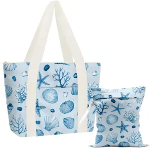 gfuhlre Beach Bag Wet Bag Waterproof Sandproof Women Beach Tote for Friends Travel Gifts with Wet Compartment for Pool Gym