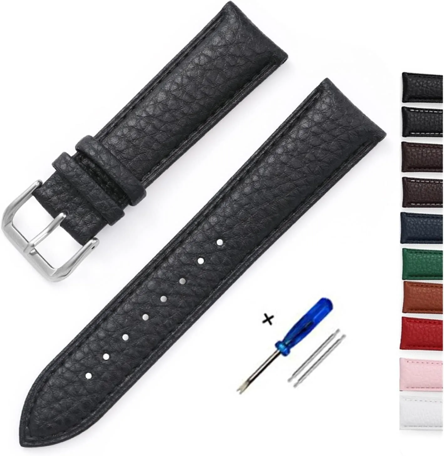 GGZONE RHAIYAN Genuine Leather Watchband Calfskin Men Women Replace Watch Band 14mm 16mm 18mm 20mm 22mm with Steel Buckle Watch Strap Specific (Color : Brown, Size : 20mm)