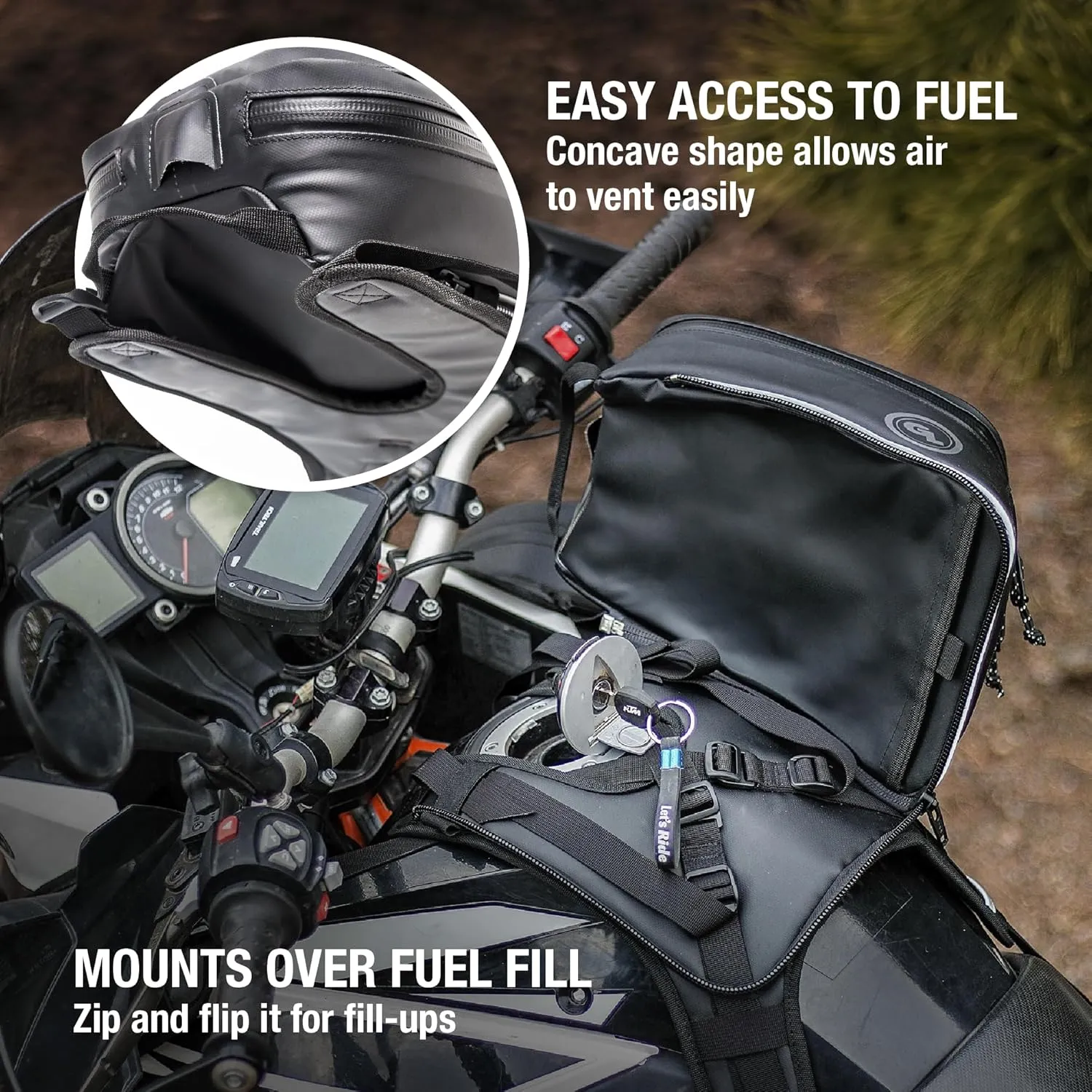 Giant Loop Diablo Tank Bag, Black Waterproof Motorcycle Tank Bag, 6-Liters Capacity for Small Items, Fits Any Dirt Bike, Adventure, Dual Sport & More