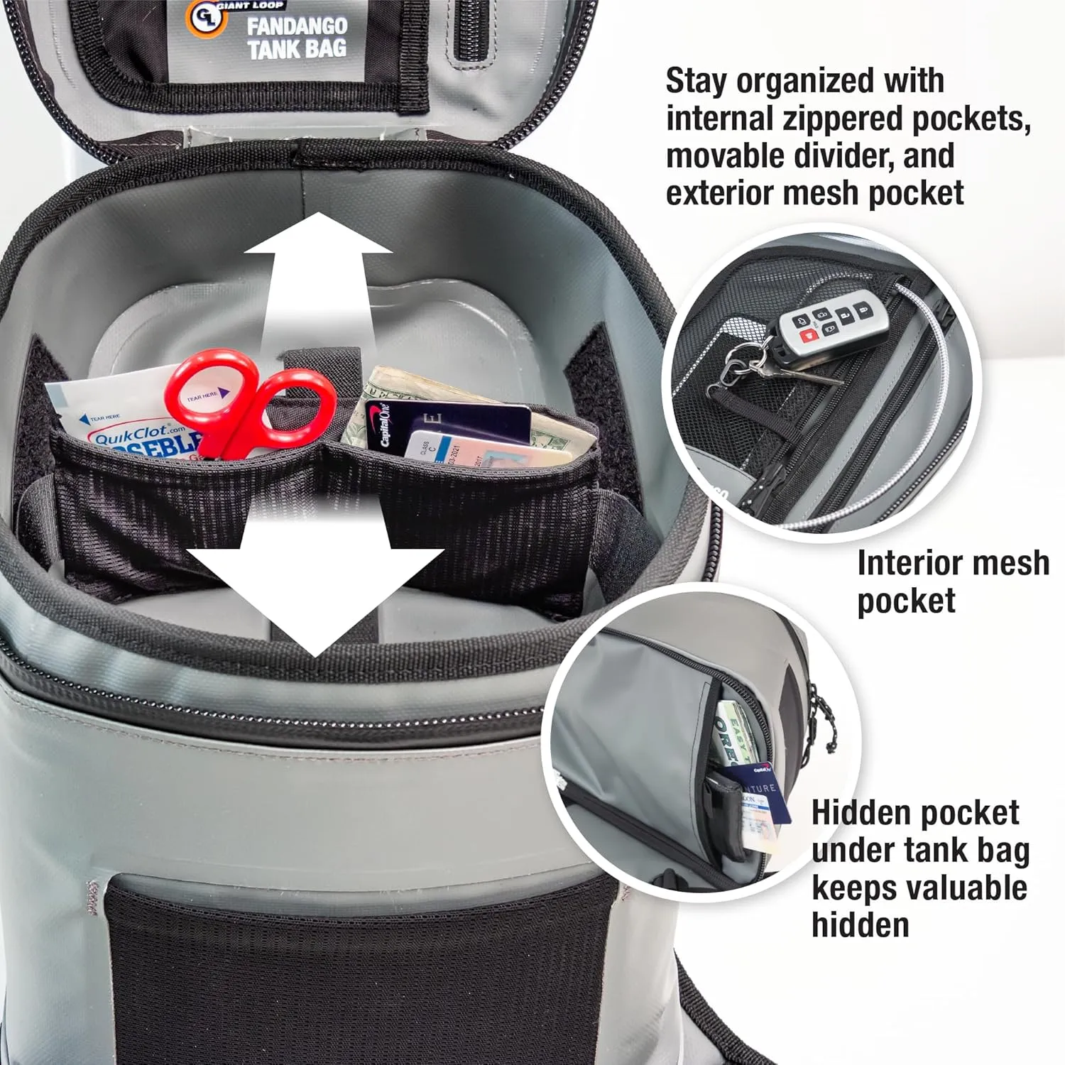 Giant Loop Fandango Tank Bag, Black Waterproof Motorcycle Tank Bag, 8-Liters Capacity, Fits Any Dirt Bike, Snow Bike, Adventure, Dual Sport & More