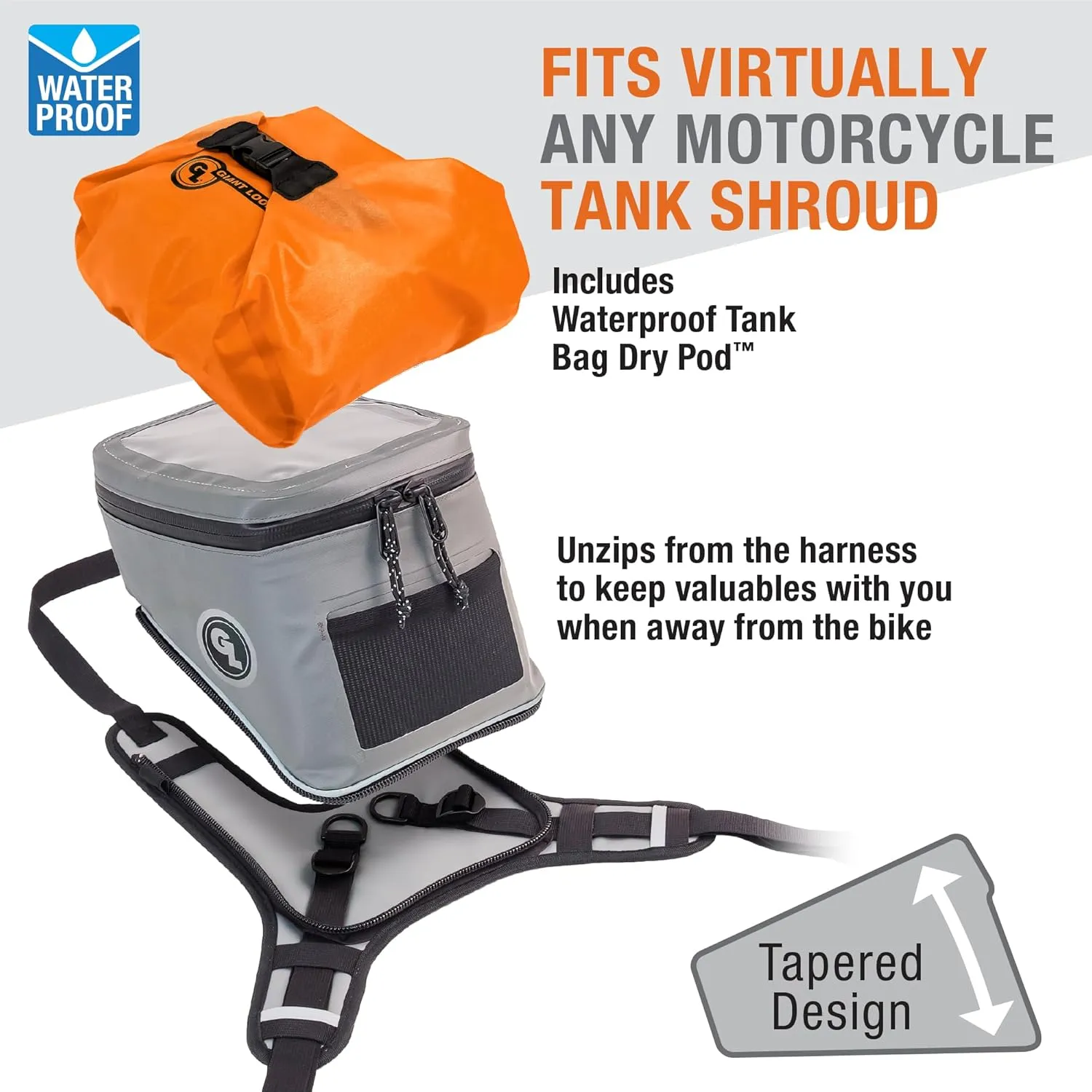 Giant Loop Fandango Tank Bag, Black Waterproof Motorcycle Tank Bag, 8-Liters Capacity, Fits Any Dirt Bike, Snow Bike, Adventure, Dual Sport & More