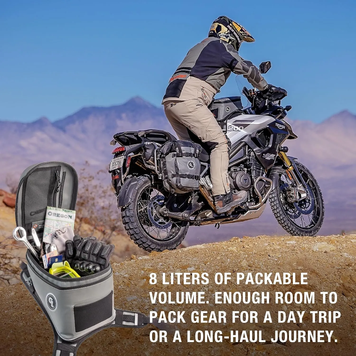 Giant Loop Fandango Tank Bag, Black Waterproof Motorcycle Tank Bag, 8-Liters Capacity, Fits Any Dirt Bike, Snow Bike, Adventure, Dual Sport & More