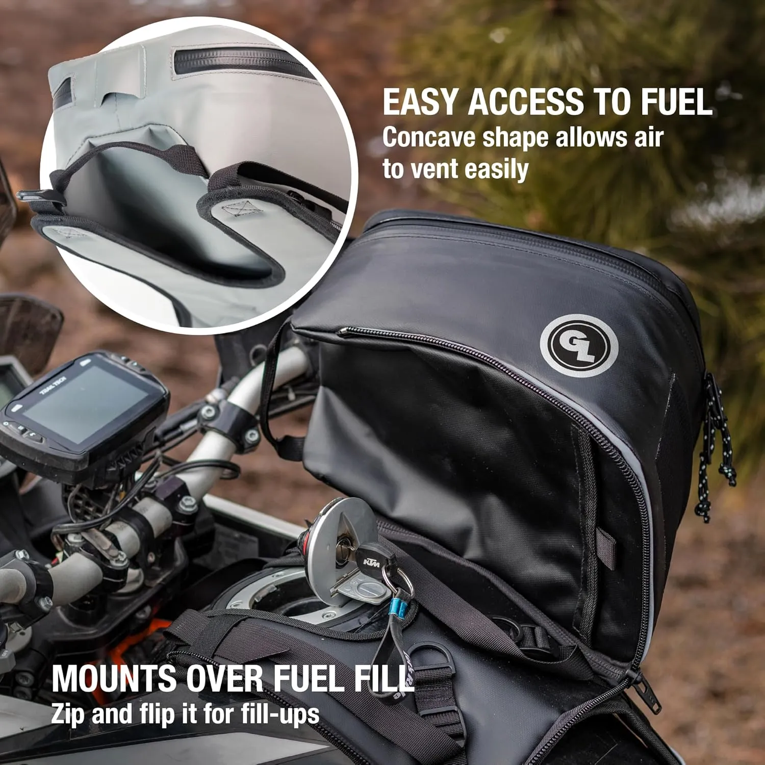 Giant Loop Fandango Tank Bag, Black Waterproof Motorcycle Tank Bag, 8-Liters Capacity, Fits Any Dirt Bike, Snow Bike, Adventure, Dual Sport & More