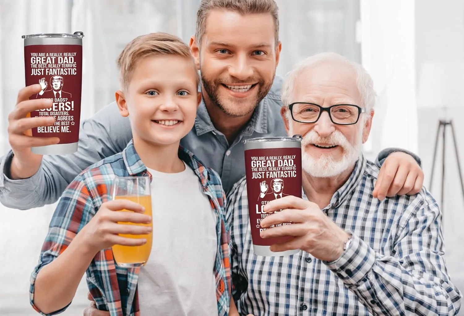 Gifts for Dad from Daughter, Son, Kids for Fathers Day, Birthday, Christmas - Present for Dad - Stainless Steel, Double Wall Insulated, Keeps Drinks Hot or Cold, Perfect for Fathers, 20oz, Red
