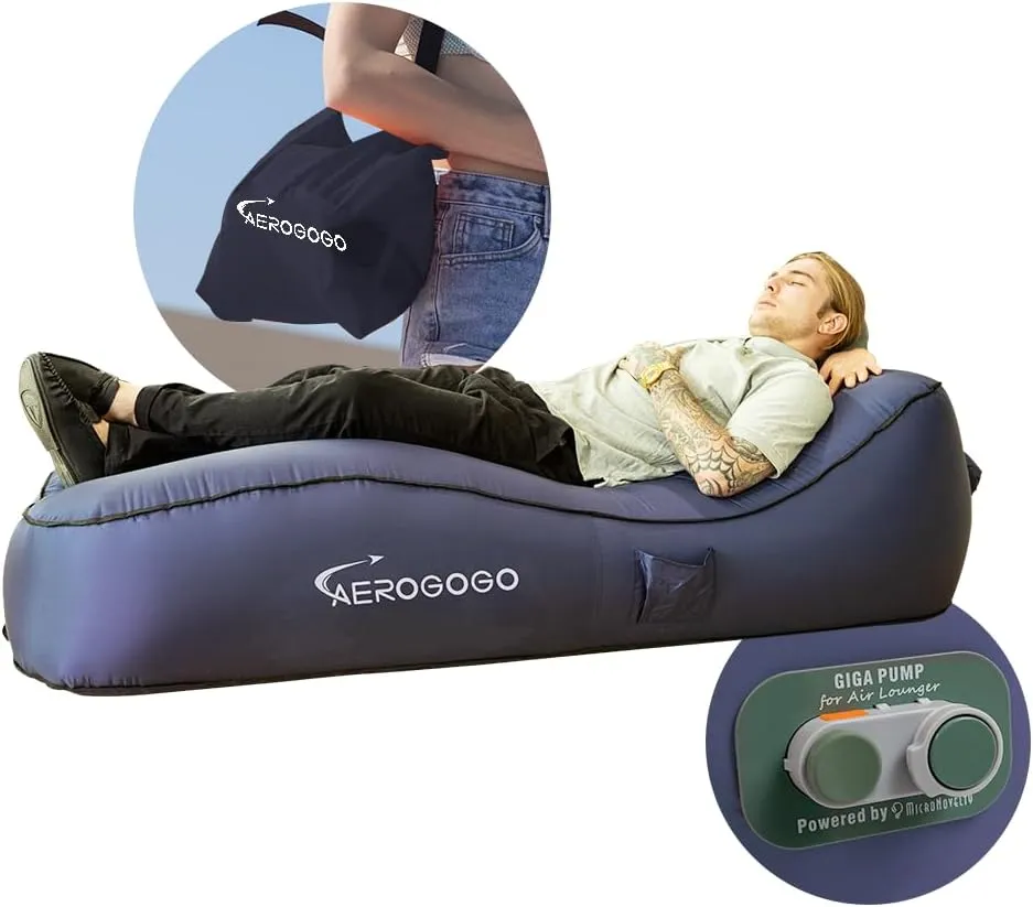 GIGA Lounger CL1:one-Key Automatic Inflatable Lounger Made of The Strongest Tear-Resistant Nylon   PU Material
