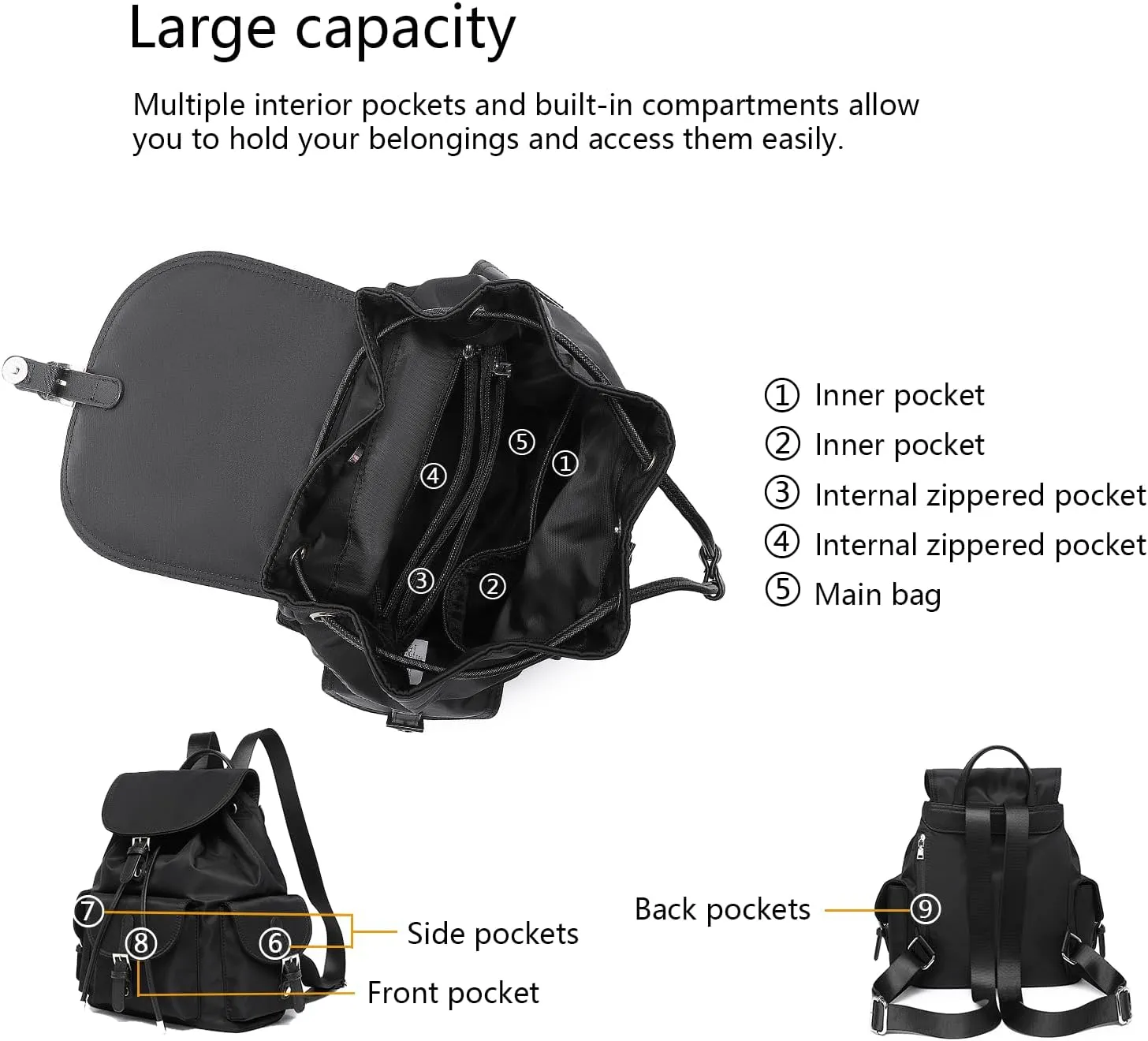Girls Fashion Backpack Practical Lightweight Nylon Bag