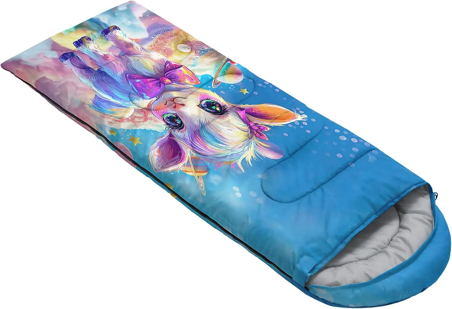 Girls Unicorn Camping Sleeping Bag,Lightweight & Waterproof,3 Season Warm & Cold Weather,Portable,Beautiful Purple Lavender Sleeping Bag for Boys Girls Adults,Traveling,Camping,Hiking
