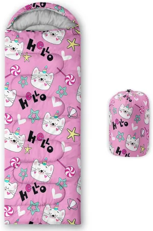 Girls Unicorn Camping Sleeping Bag,Lightweight & Waterproof,3 Season Warm & Cold Weather,Portable,Beautiful Purple Lavender Sleeping Bag for Boys Girls Adults,Traveling,Camping,Hiking