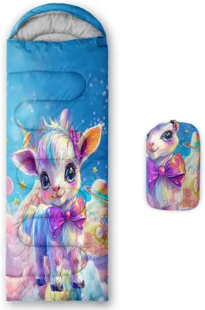 Girls Unicorn Camping Sleeping Bag,Lightweight & Waterproof,3 Season Warm & Cold Weather,Portable,Beautiful Purple Lavender Sleeping Bag for Boys Girls Adults,Traveling,Camping,Hiking