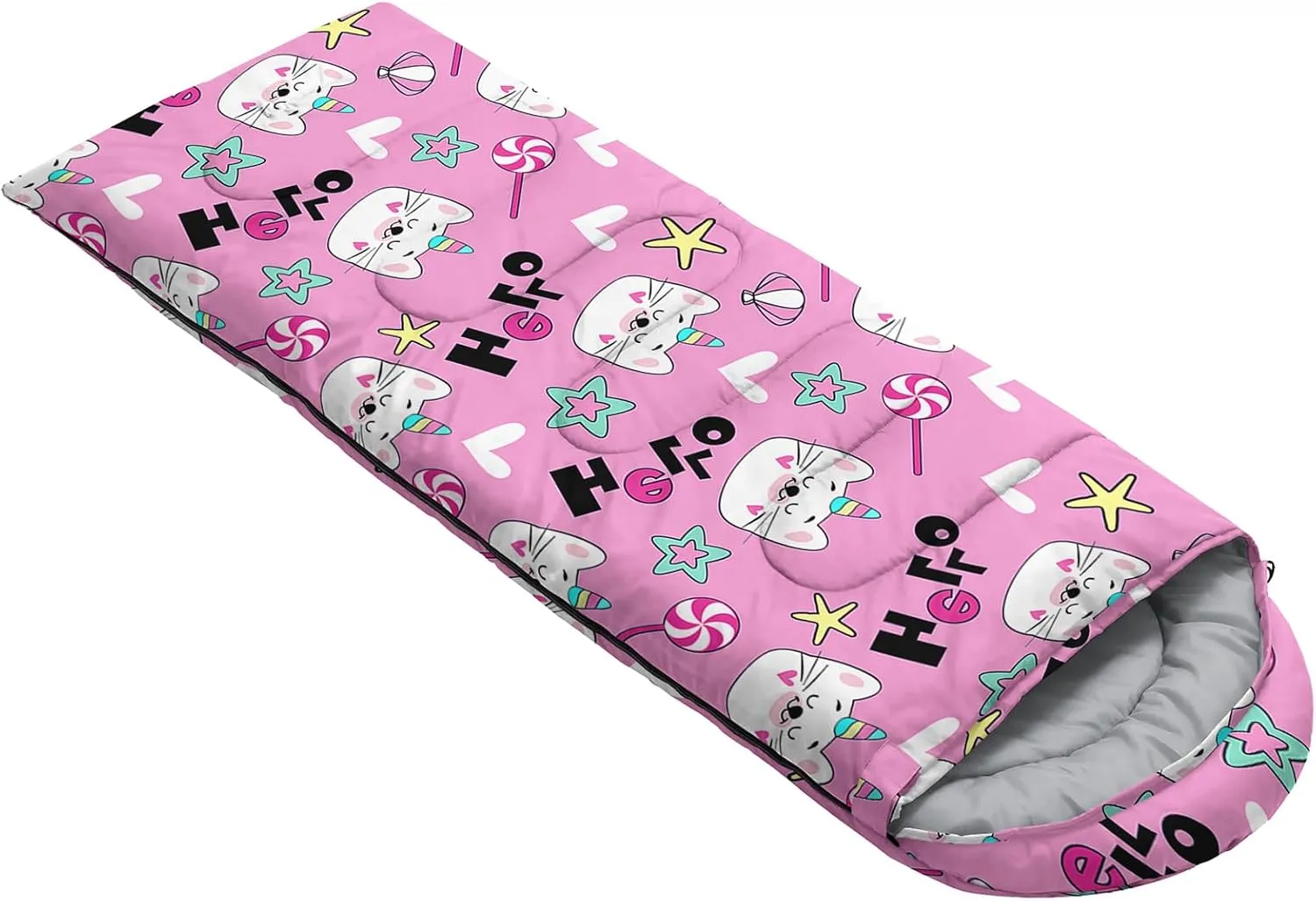 Girls Unicorn Camping Sleeping Bag,Lightweight & Waterproof,3 Season Warm & Cold Weather,Portable,Beautiful Purple Lavender Sleeping Bag for Boys Girls Adults,Traveling,Camping,Hiking
