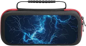 Glowing Blue Thunder Portable Protective Shell Compatible with Switch Case Hard Travel Tote Bag with 20 Game Cartridges