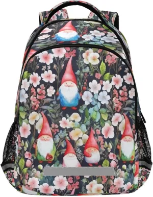 Gnomes Flower Design Waterproof Backpack - Casual Outdoor Sports Daypack with Ergonomic Shoulder Straps#233
