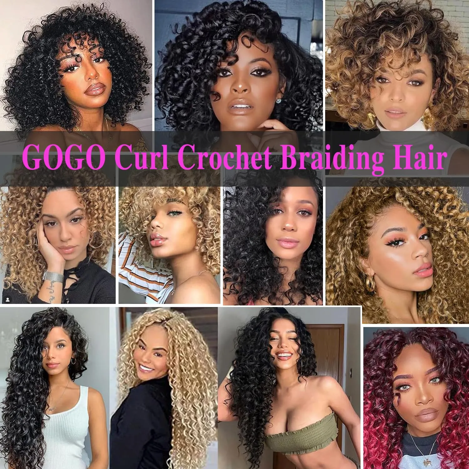 Gogo 18 Inch Pre Looped Crochet Hair - Synthetic, Tangle-Free, Natural Look Curly Hair Extensions (1B/30/27) - 8 Packs, Deep Wave, Beach Curl, Ocean/Water Curl