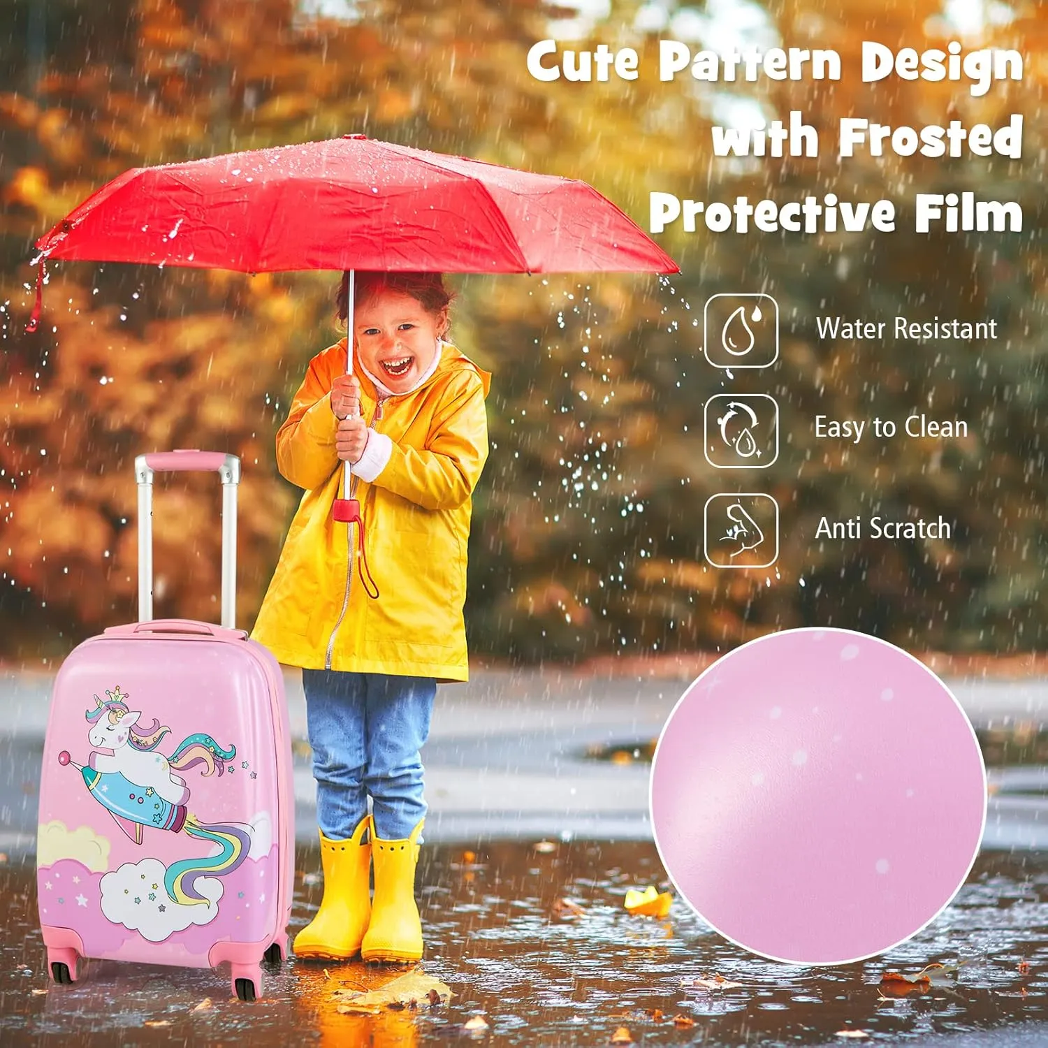 Goplus Kids Luggage Set, 12" & 18" Kids Carry On Luggage Set, Multi-directional Wheels Suitcase, Large Capacity Rolling Trolley Suitcase, Gift for Boys and Girls Toddlers Children Travel