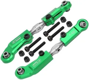GPM Upgrades Aluminum 7075-T6 Stainless Steel Adjustable Front Steering Tie Rod for 1/7 Limitless All-Road Speed Bash (ARA109011) RC Cars (Green)