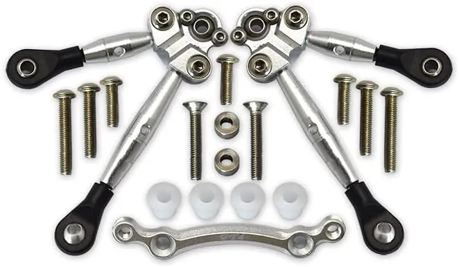 GPM Upgrades Aluminum Front Tie Rods with Stabilizer for C Hub for 1/10 4WD Ford Gt 4-TEC 2.0 (83056-4) RC Cars (Silver)