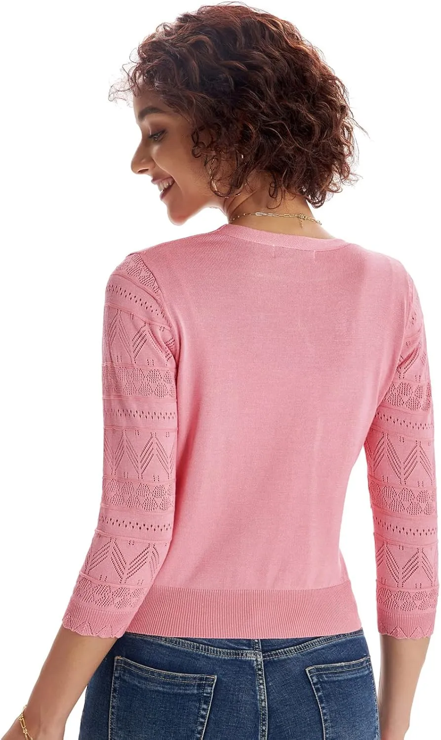 GRACE KARIN Women's Cardigans Shrugs for Dresses 3/4 Sleeve Cardigan V Neck Button Down Sweater Lightweight
