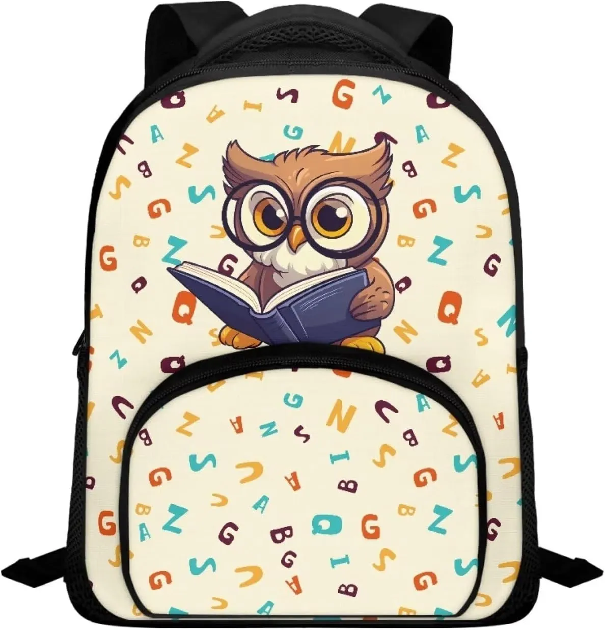 Graduation Owl Backpack for Girls Boys Alphabet Letters School Bag with Shoulder Straps Lightweight 12 Inch Backpack for Teens Preschool Elementary School Students Trendy Travel Daypack