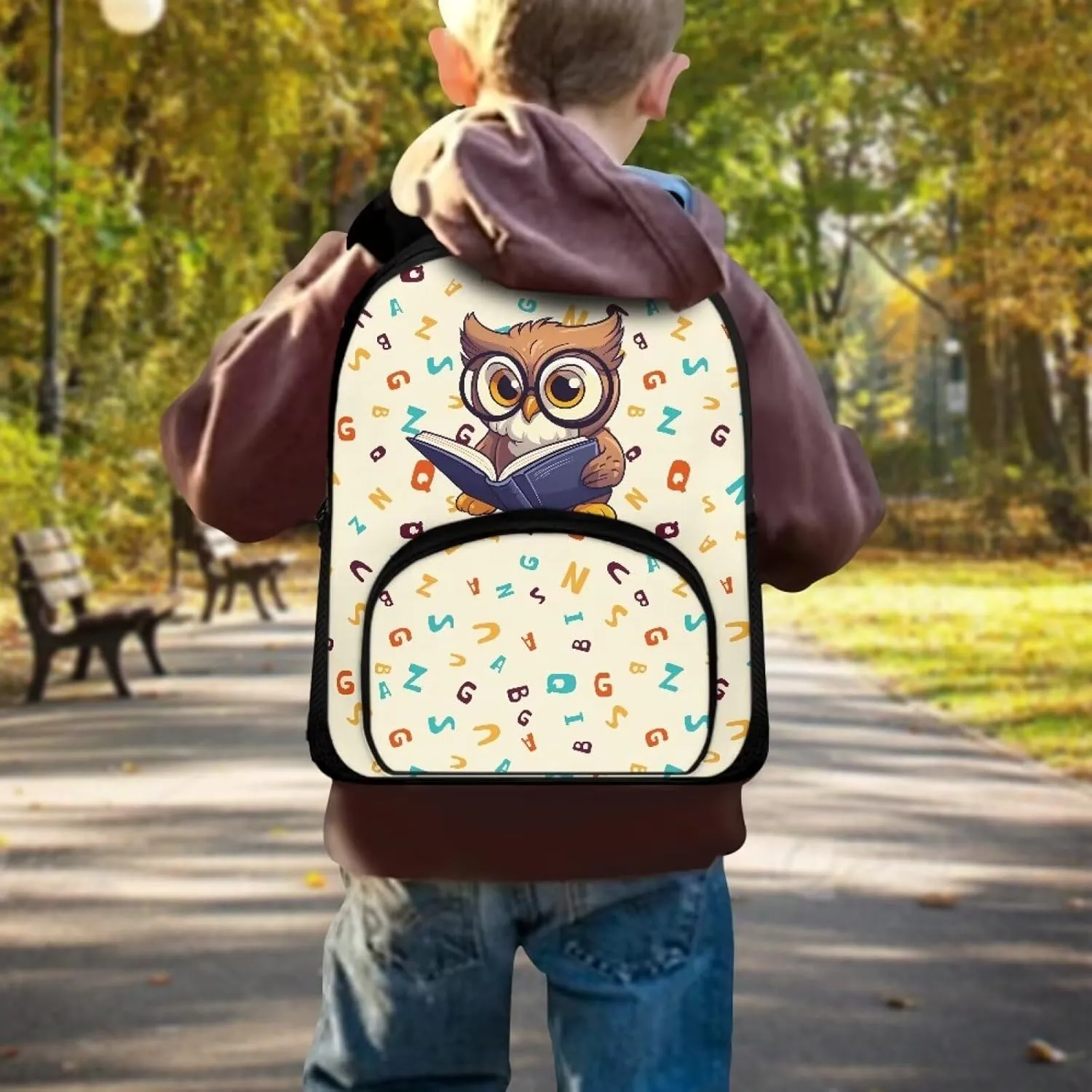 Graduation Owl Backpack for Girls Boys Alphabet Letters School Bag with Shoulder Straps Lightweight 12 Inch Backpack for Teens Preschool Elementary School Students Trendy Travel Daypack