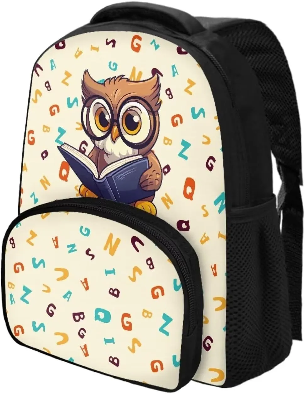 Graduation Owl Backpack for Girls Boys Alphabet Letters School Bag with Shoulder Straps Lightweight 12 Inch Backpack for Teens Preschool Elementary School Students Trendy Travel Daypack