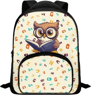 Graduation Owl Backpack for Girls Boys Alphabet Letters School Bag with Shoulder Straps Lightweight 12 Inch Backpack for Teens Preschool Elementary School Students Trendy Travel Daypack