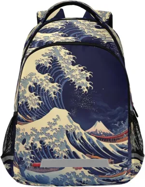 Great Wave Design Waterproof Backpack - Casual Outdoor Sports Daypack with Ergonomic Shoulder Straps#719