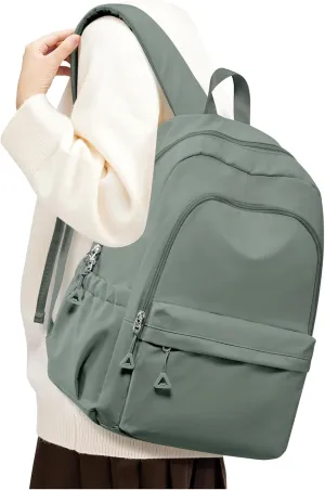 Green Cute School Backpack with Laptop Compartment Small Travel Laptop Backpack for Women Men Waterproof College Backpack Simple School Bag for Teens Girls Boys