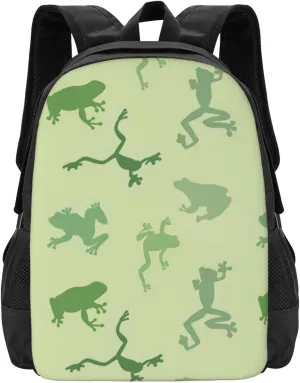 Green Silhouettes Frogs Lightweight Packable Backpack Travel Casual Large Capacity Daypack Foldable Backpack For Men Women
