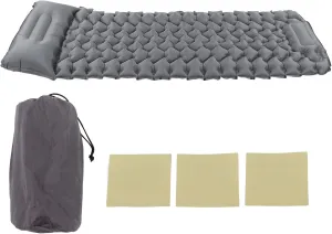 Grey Camping Sleeping Pad with Ergonomic, Fast Foot Press Inflation, Nylon Material for Outdoor Camping and Travel