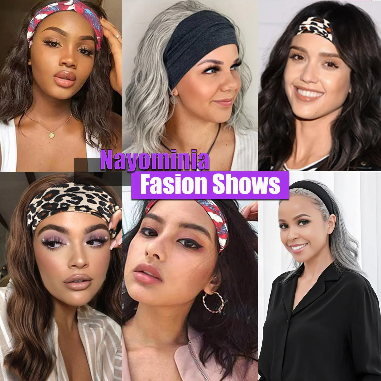 Grey Headband Wigs For Black Women Short Wavy Headband Wig 14 Inch Glueless Wig Heat Resistant Fibers Synthetic Hair Natural Look