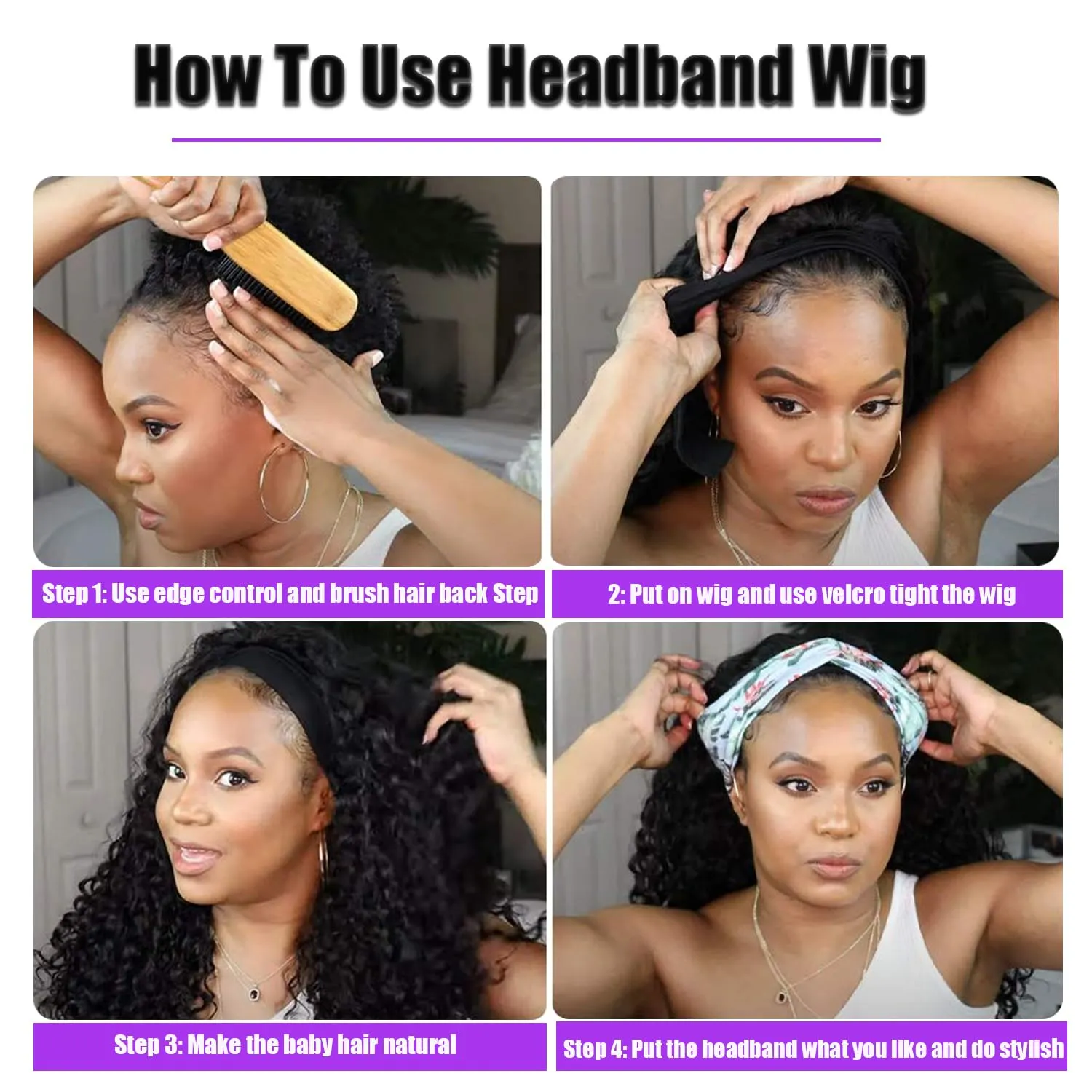 Grey Headband Wigs For Black Women Short Wavy Headband Wig 14 Inch Glueless Wig Heat Resistant Fibers Synthetic Hair Natural Look