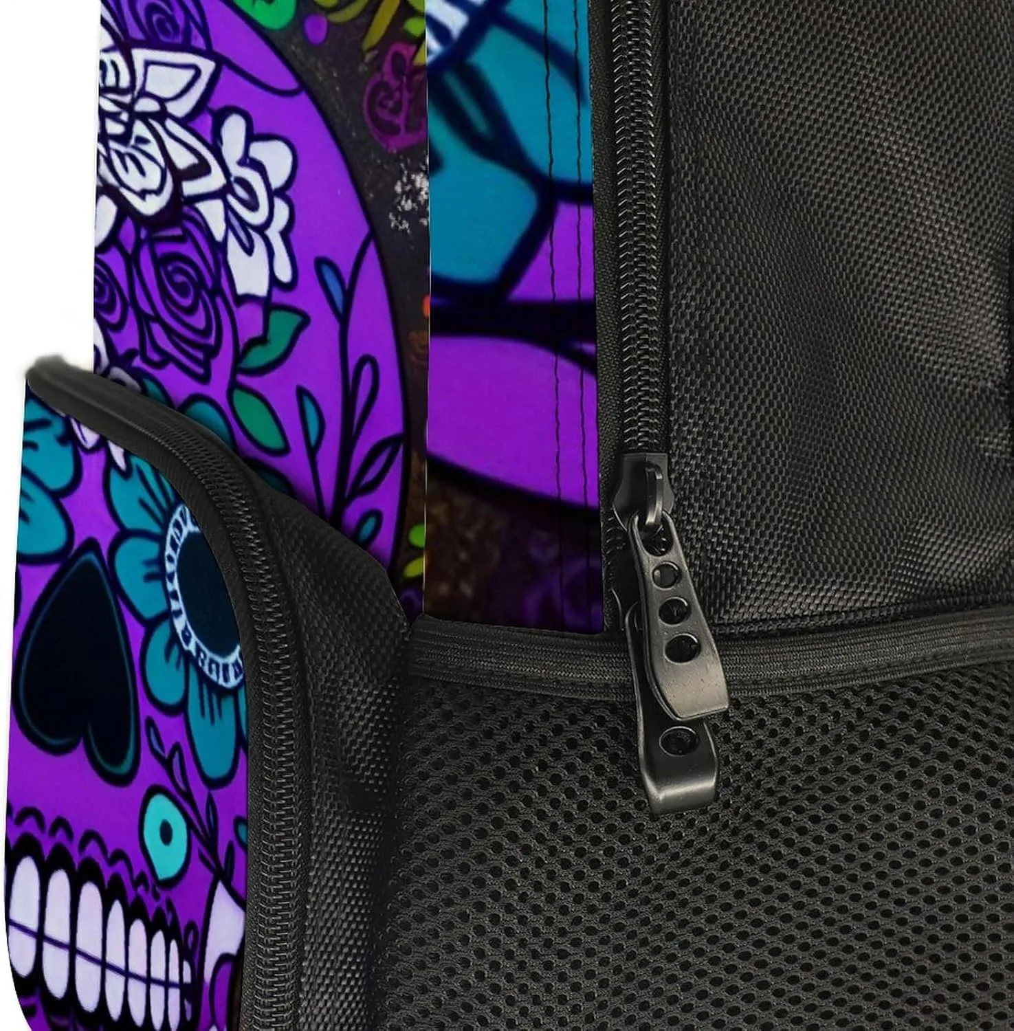 Grunge Mexican Sugar Skulls Day Of The Dead Flowers Art Rucksacks Lightweight Multipurpose Anti-Theft Shoulder Bag Big Capacity Laptop Book Bag Rucksack With Padded Straps