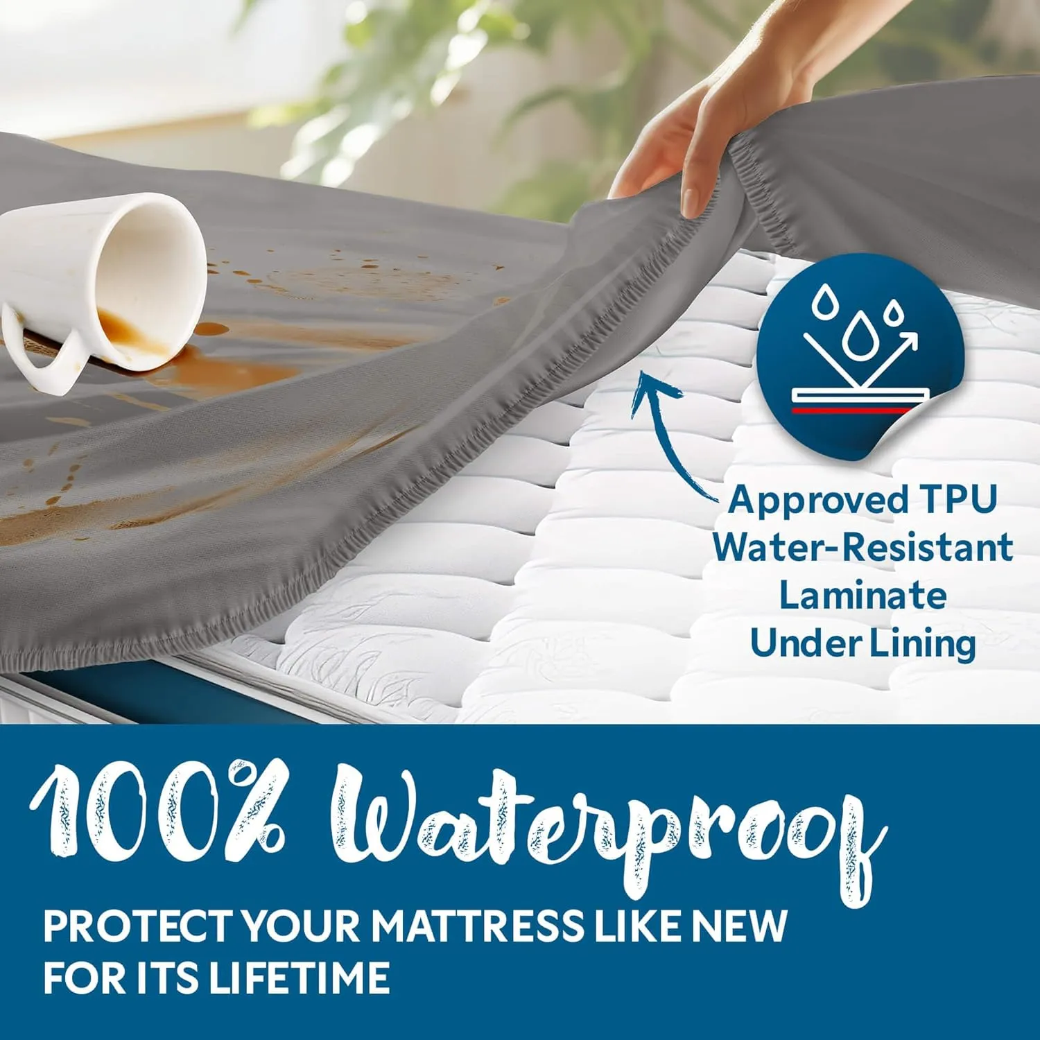 Guardmax Jersey Knitted Queen Size Mattress Protector - Waterproof & Dust Mite Proof Mattress Cover with Stretchable Pockets - Soft, Comfortable, & Noiseless Waterproof Fitted Sheet.(60 x 80 x 15)