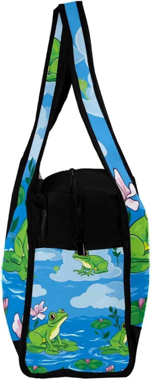 Gym Bag for Women,Small Gym Bag for Men,Frog and Lotus,Overnight Bag