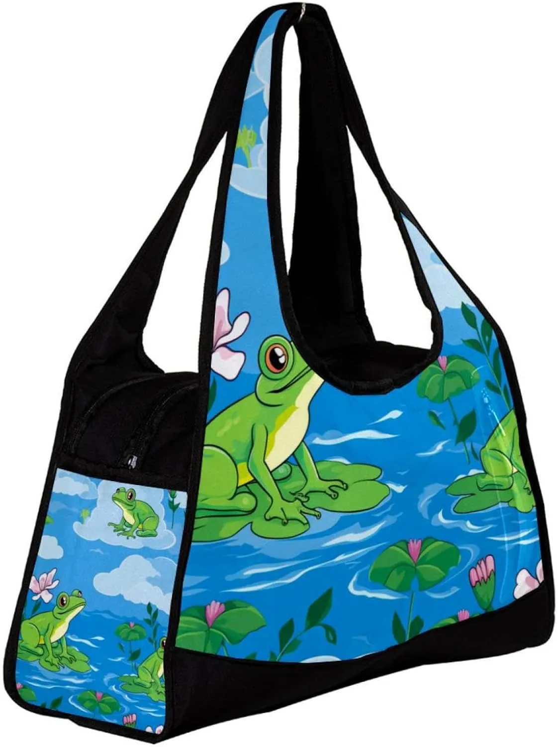 Gym Bag for Women,Small Gym Bag for Men,Frog and Lotus,Overnight Bag