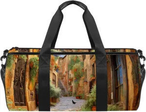Gym Bag for Women,Small Gym Bag for Men,Vintage Yard Home Plants,Overnight Bag