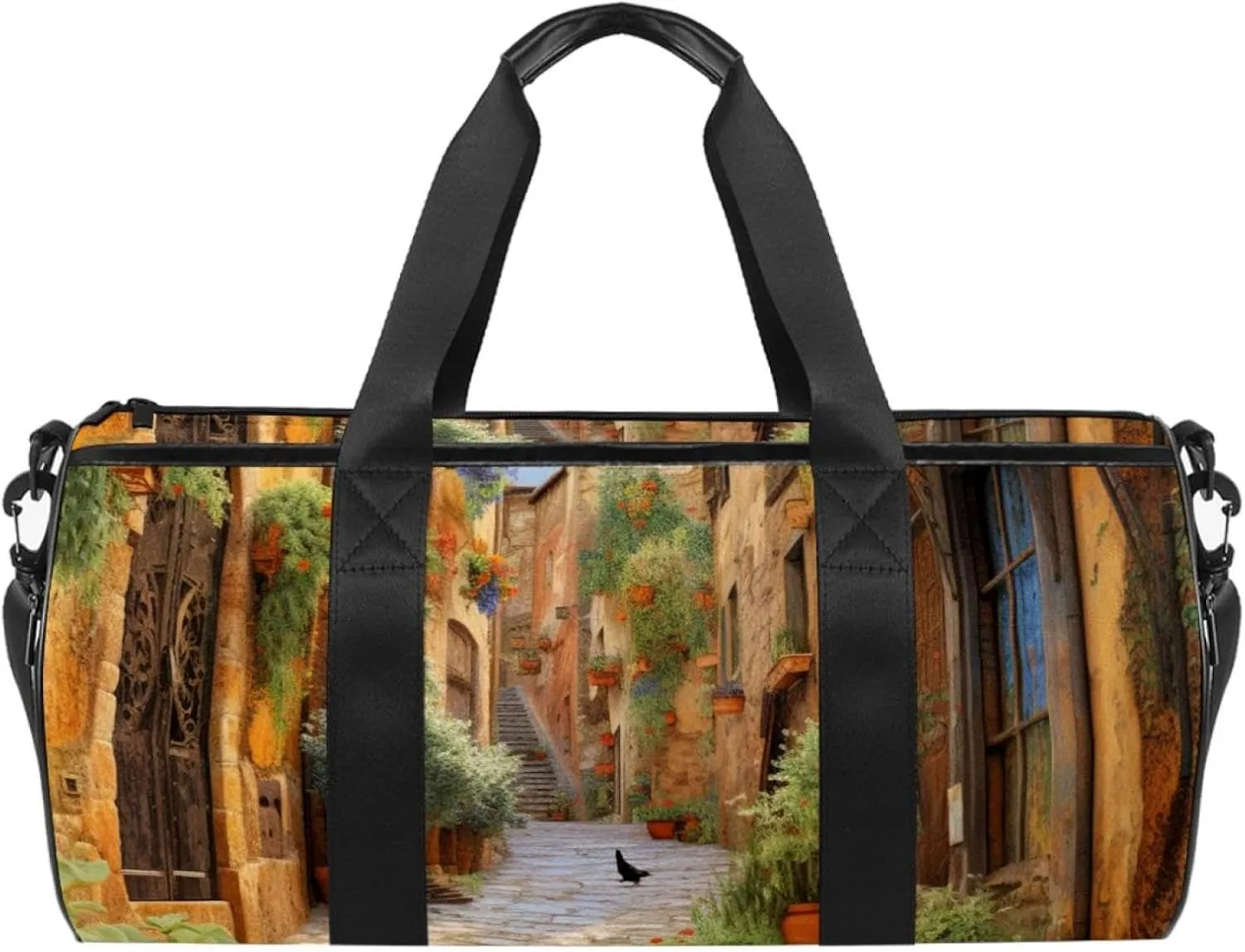 Gym Bag for Women,Small Gym Bag for Men,Vintage Yard Home Plants,Overnight Bag