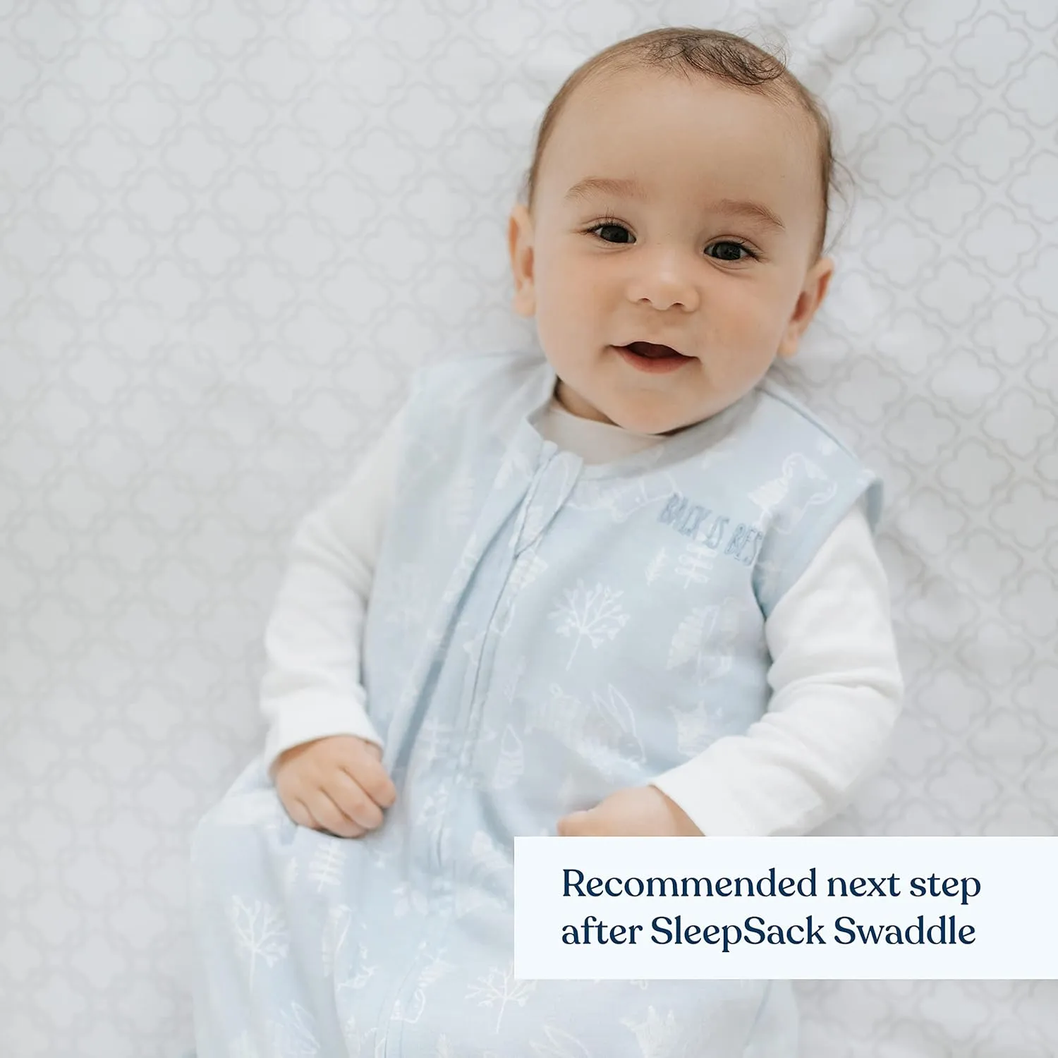 HALO SleepSack, 100% Cotton Wearable Blanket, Swaddle Transition Sleeping Bag, TOG 0.5, Woodland Etch Blue, Large, 12-18 Months