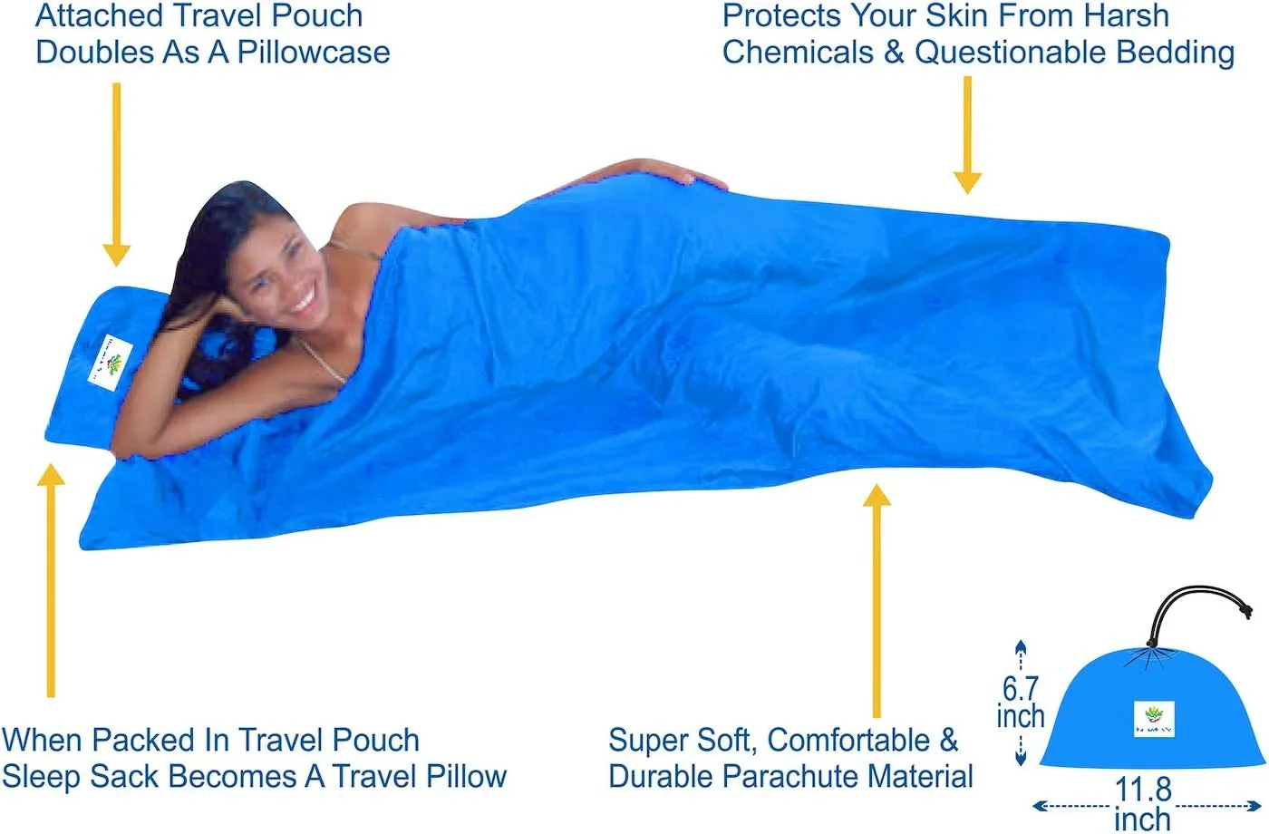 Hammock Bliss Sleep Sack - Travel and Camping Sleeping Sheet - Sleeping Bag Liner and Travel Pillow - Dream in Bliss