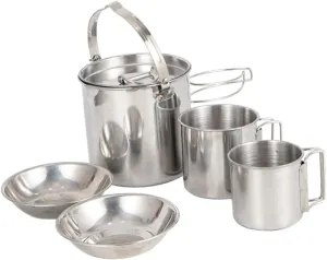 HANABASS 1set Stainless Steel Picnic Cookware Portable Camping Tableware Folding Bowl Kettle for Outdoor Activities Easy to Use Scale Design for Hiking and Picnics