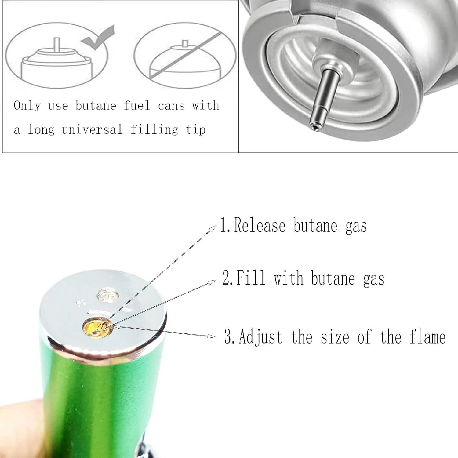 Handheld Inflatable Torch Lighter,Portable Multifunctional All-in-One Tube Built-in Detachable Lighter,Outdoor,Indoor,Camping,Candle,Birthday,Green (2PCS)