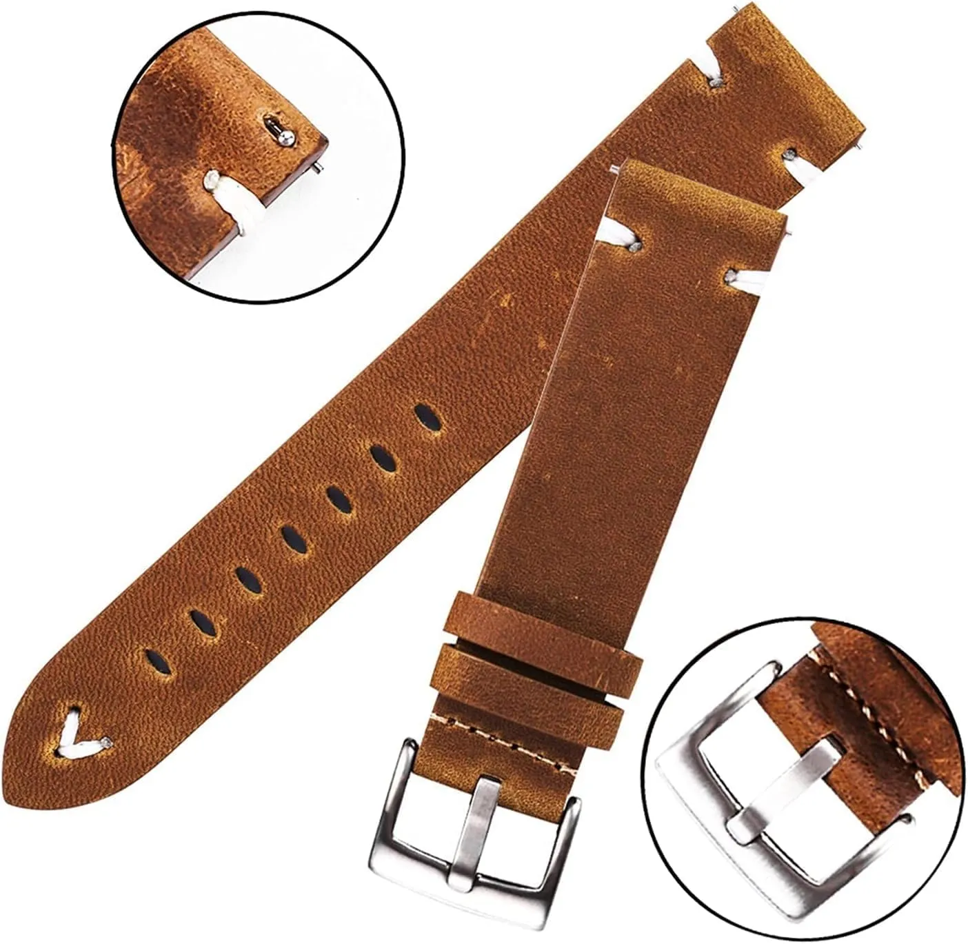 Handmade Watch Strap for men Oil Wax Italian Leather Watchband Watch Belt