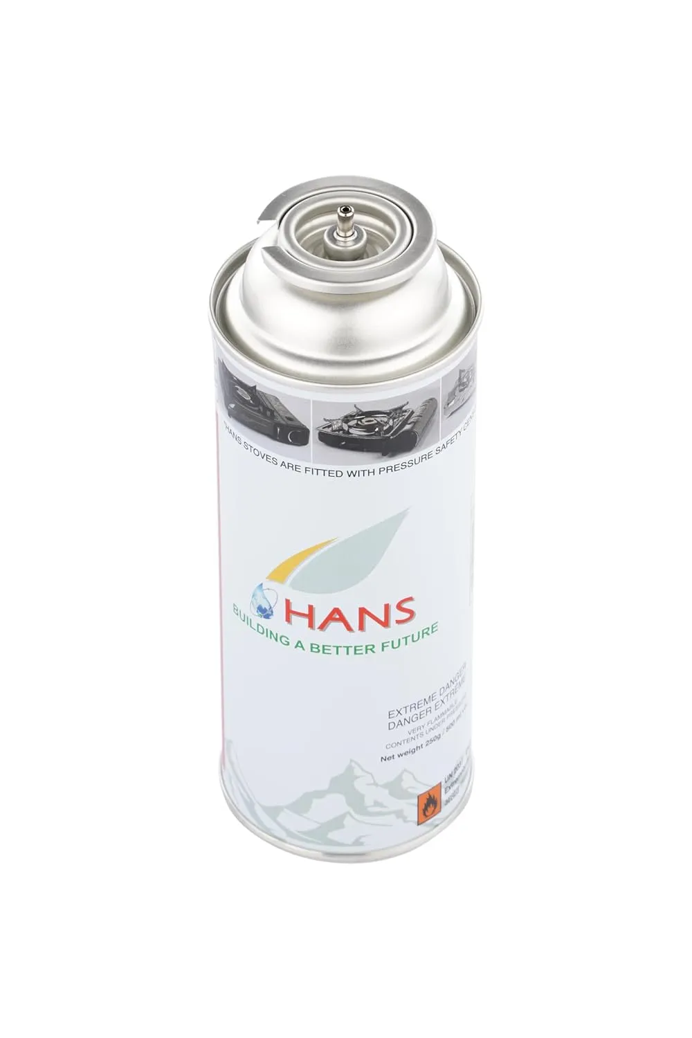 HANS BUTANE GAS CARTRIDGE 250GM PIN STYLE