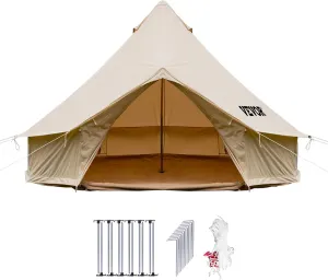 Happybuy Canvas Bell Tent - 4 Seasons Breathable 100% Cotton Canvas Yurt - w/Stove Jack, Luxury Glamping Tent Waterproof for Family Camping, Hunting, Party