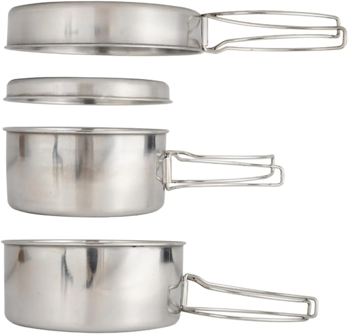 Happyyami Camping Cookware Set Stainless Steel Pot Pan Outdoor Cooking Equipment Portable Camping Supplies Hiking Picnic Gear