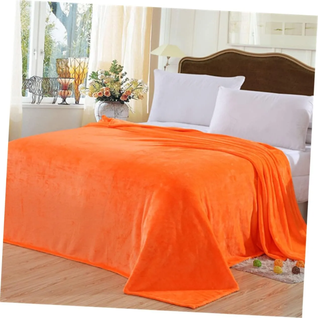 Happyyami Solid Color Fleece Blanket Lightweight Flannel Bed Blanket for Couch Extra Warm for Winter Camping and Home Use