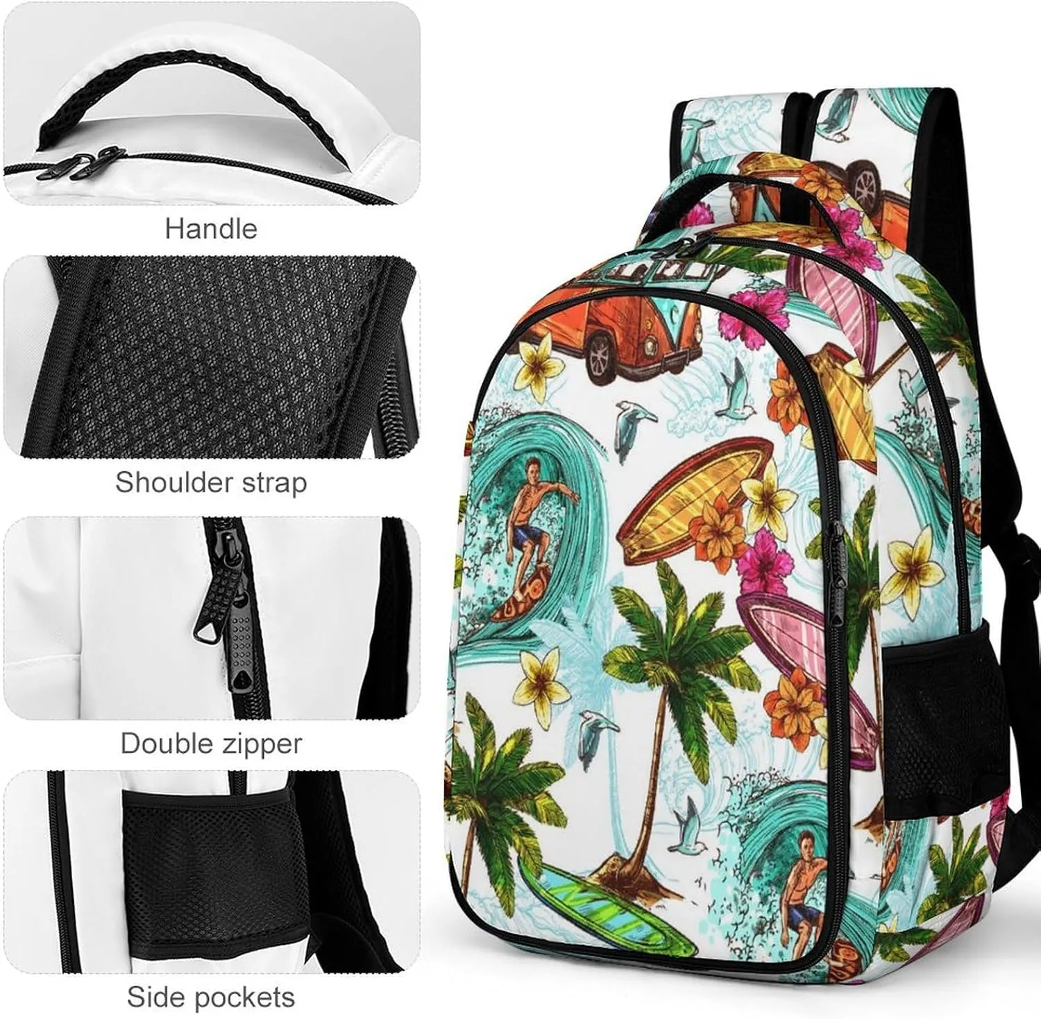 Hawaiian Style Backpack Large Capacity Lightweight Backpack Laptop Backpack For Unisex